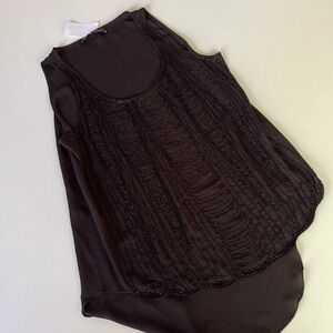 Elegant Black High-Low Tank Top -lWomen’s Sleeveless Evening Blouse, Size XS